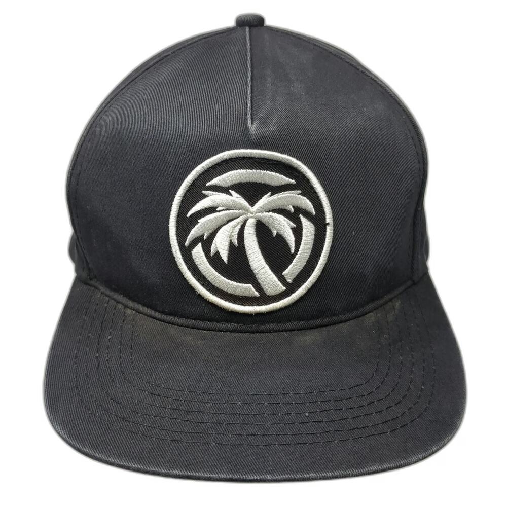 Heatwave 5 Panel Black Hat One Size Palm Tree Patch Snapback Flat Brim Cotton